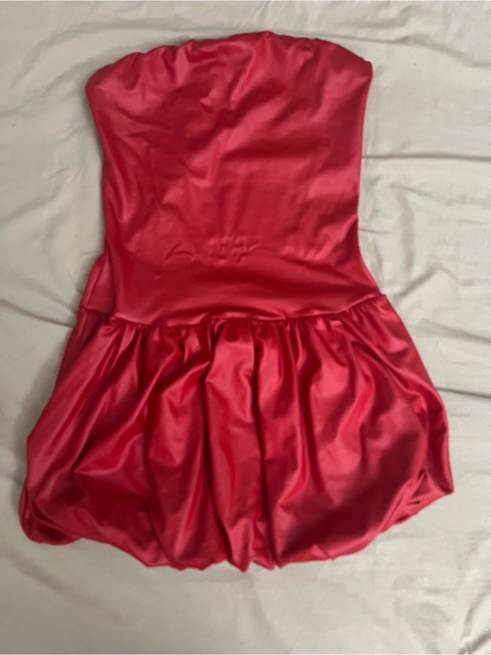 Girls Strapless Bubble One-Piece Swimsuit in Red